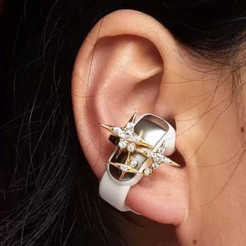 Clip on earbuds jewelry，Rhinestone spakling earring headphones for women，Bose ultra open earbuds accessories, One Size, Brass Zircon, Cubic Zirconia