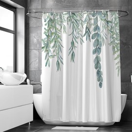 Loti Living Anti-Mould Shower Curtain - 180 x 200 cm - Hanging Plant - Waterproof Polyester - Includes Rings - Shower Curtains - Shower Curtain Anti Mould - Shower Curtain Bath Shower Curtain