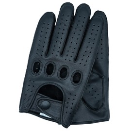 Riparo Women Genuine Leather Reverse Stitched Full-Finger Driving Motorcycle Gloves (7, Black)