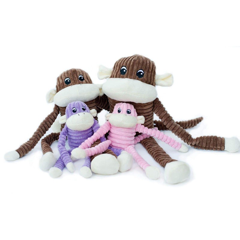 ZippyPaws - Spencer The Crinkle Monkey Dog Toy, Squeaker and