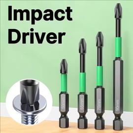 HUHAO Magnetic Drill Bits, 5pcs Non Slip Screwdriver Bit Set with PH2 Alloy Steel Material, CNC Tip Magnetic Drill Bit, Fit for Professional Impact Driver Accessories Tool