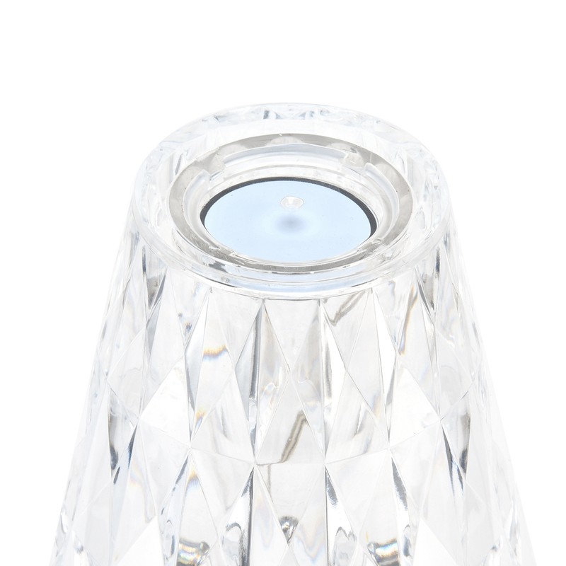 LED Crystal Table Lamp Transparent Prism Dimmable Desk Lamp USB