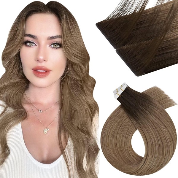 Vivien Tape-In Extensions Real Hair Injection Extensions Tape-In Real Hair Balayage Brown Real Hair Tape in Extensions 40 cm #R2/DXB/18 5 Pieces / 10 g