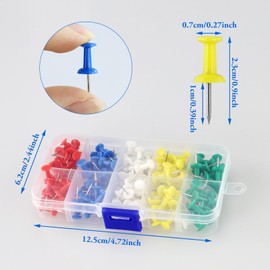HXMJIED 120 Pcs Push Pins, Multi-Colored Thumb Tacks, Drawing Pins, Map Pins, Plastic Head Thumb Tacks, Steel Points Pins, With Storage Box, for Cork Notice Board, Bulletin Boards