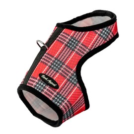 Bark Appeal Red Plaid Wrap N Go Dog Harness for Small-Medium Pets – Soft Solid Mesh Vest Harness for Dogs, Puppies, Kittens & Cats – Easy Buckle-Free Design for a Comfortable Fit – Medium
