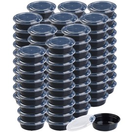 Rosenstein & Söhne Lunch Box Set of 100 Food Boxes with Lids, 900 ml, Round (Breakfast Container, Boxes with Dividers, Food Storage Containers)