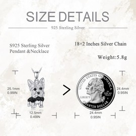 SHEAISRS 925 Sterling Silver Yorkie Necklace for Women Dog Jewelry Yorkie Gifts for Her