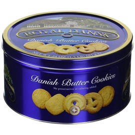 Royal Dansk Danish Butter Cookies Assorted Shapes 24 Ounce Blue Tin