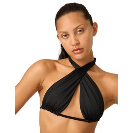 Modibodi Swimwear - Black Bikini Top for Women - Adjustable Elongated Triangle Design - 12/M