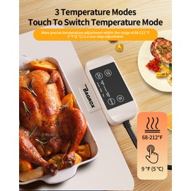 Electric Warming Tray, Food Warming Mat with Adjustable Temperature, Full Surface Heating,Rollable & Portable, Auto Shut-Off -Versatile Food Warmer (White)