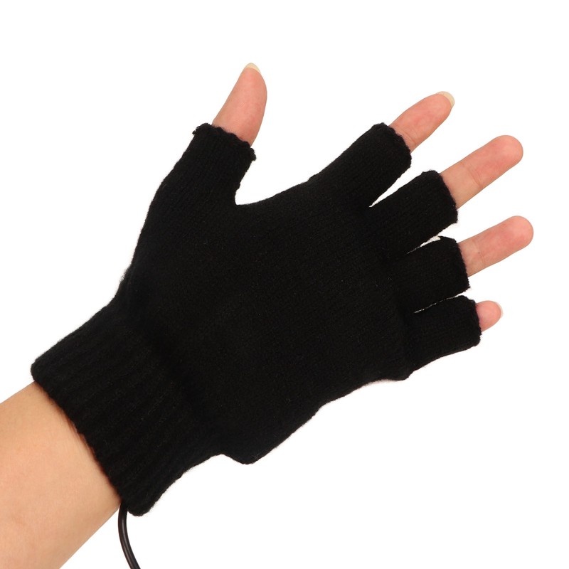 Heated Gloves Fingerless Full Finger Adjustable 3 Gear Black Hand