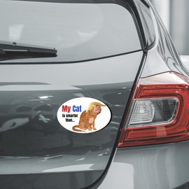 Magnet Me Up My Cat is Smarter Than The President Funny Car Magnet Decal, 4x6 Inches Oval, Humorous Cat Lover Bumper Magnet for Cars, Trucks, & SUVs, Funny Anti-Trump Statement, Crafted in USA