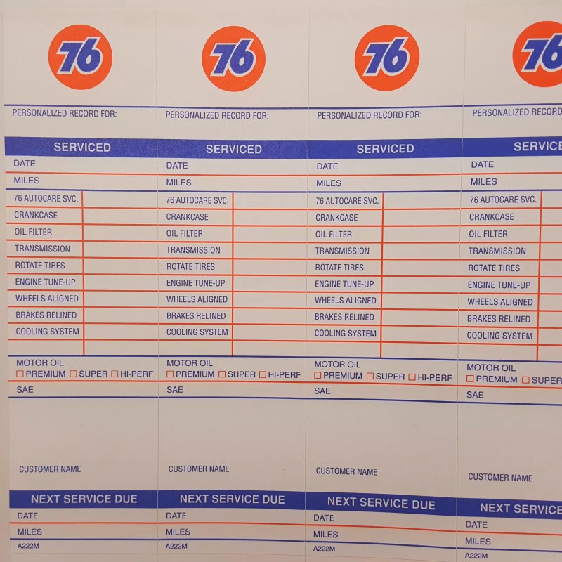 Union 76 Ten 1970's Union 76 Oil Change Service Door