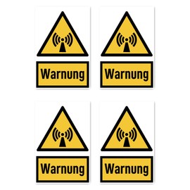 W005 W005 DIN EN ISO 7010 / ASR A1.3 Sticker: 150 x 100 mm, Pack of 4 – Signal Word Warning of Non-Ionising Radiation – Warning Sign with Text (German) (Yellow/Black)