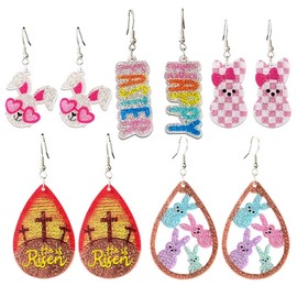 Easter He is Risen Earrings for Women Men Glittering Acrylic Christian Cross Teardrop Earrings Jesus He is Risen Easter Jewelry Gifts