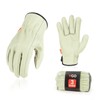 Vgo... 3 Pairs Genuine Pigskin Leather Work Gloves for Light