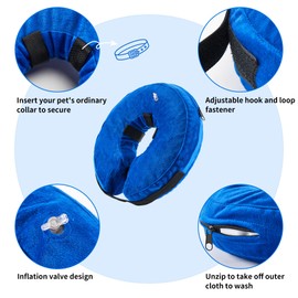 Rinling Dog Cone Collar, Inflatable Dog Cone Soft Protective Pet Recovery Collar After Surgery for Dogs and CatsBlue XS (5-8")