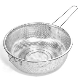ICEICE Metal Fine Mesh Strainer and Colander for Kitchen with Handle, Stainless Steel Pasta Strainer/Kitchen Funnel/Collander/Sifter for Strain/Wash Vegetables, Fruits, Spaghetti, Rice (10.2＂)
