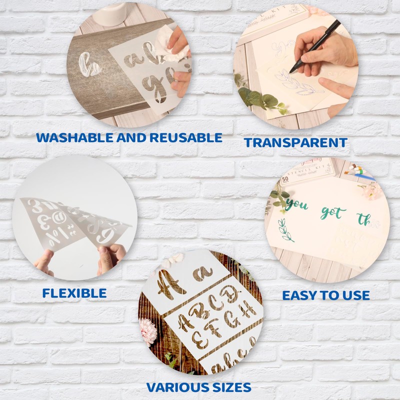 Patemby 50PCS Calligraphy Stencil Template Kit - 4 Inch and