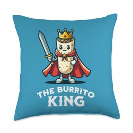 The Burrito King Funny Burrito Wrap Lover Mexican Food Throw Pillow