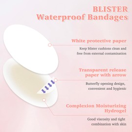 16PCS Blister Bandages for Foot, Waterproof Gel Hydrocolloid Heel Sticker, Adhesive Bandages for Fingers,Toes, Heels, Blister Cushions,Blister Prevention & Recovery