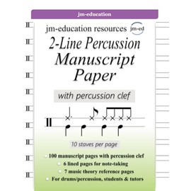 2-Line Percussion Manuscript Paper: with percussion clef