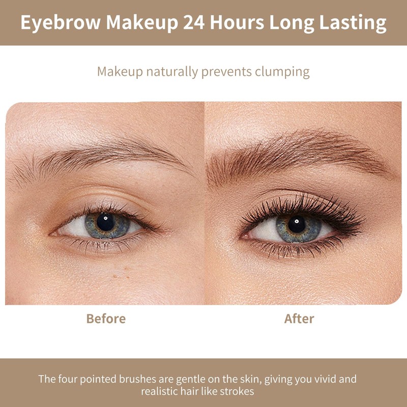 Eyebrow Contouring Pen, Waterproof Microblading Eyebrow Pencil with 4-Prong Micro-Fork-Tip