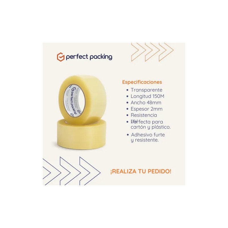 Pack36 Cintas Adhesivas Transparentes De Empaque 48mm X 150m