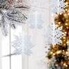 18Pcs Christmas Winter Hanging Snowflakes, 3D Glittery Large Snowflake Garland