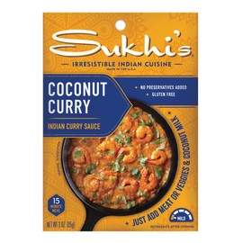 Sukhi's Indian Curry Sauce - Coconut Curry Sauce 3oz (Pack of 6) 84 Servings - Gluten Free Indian Sauce Indian Simmer Sauce