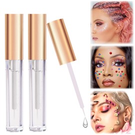 2Pcs Face Glue Body Glue for Gems Rhinestones, Glitter Glue Long Lasting Waterproof Glue Adhesive, Designed for Eye Jewels Face Gems Body Glitter Makeup