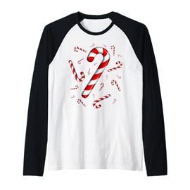 Candy Cane Christmas Candy Matching Family Raglan Baseball Tee