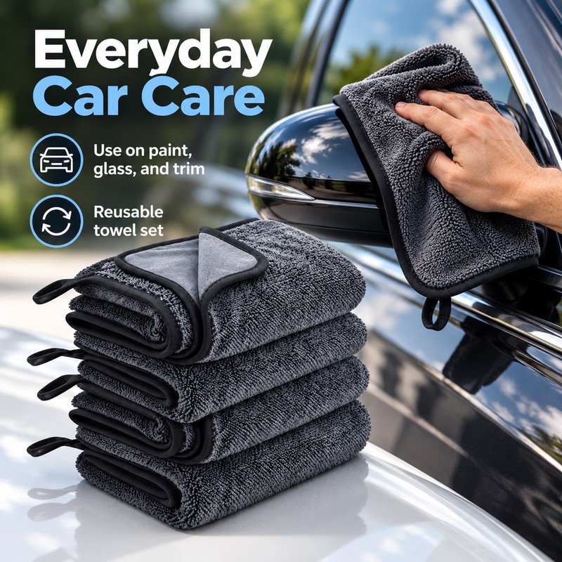 Microfiber Car Wash Towels for Auto Detailing – 600GSM Ultra-Absorbent