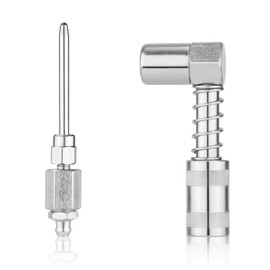 PEUTIER 90 Degree Grease Coupler Adapter and Grease Injector Needle Gun Tip, Needle Grease Gun Fitting Set Grease Needle Nozzle Dispenser for Grease Fitting Tool