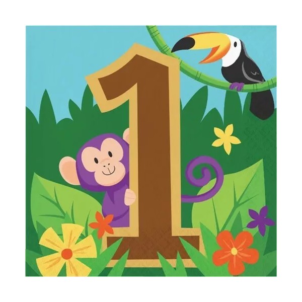 Creative Converting Jungle Safari 1st Birthday Lunch Napkins Paper 16