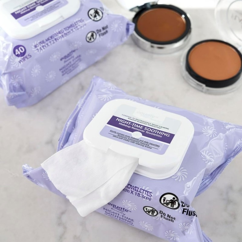 Equate Pre-Moistened Night-Time Soothing Makeup Remover Towelettes, 80 Ct, 2
