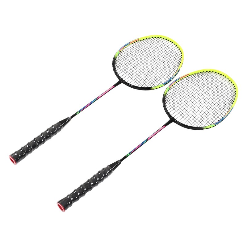 1 Pair Green Badminton Racket Set Fashionable Lightweight Comfortable Grip