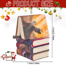 Christmas Ornaments 2024, Christmas Tree Ornaments NOT 3D, Acrylic Christmas Hanging Ornaments Holiday Party Home Decor Book Lovers Ornaments Bookworm Gifts for Christmas