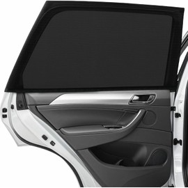 Car Rear Side Window Shade, 2 Pack Stretchy Mesh Car Window Screen Sun Shade Mosquito Net Cover Fit for 96% Cars SUVs, Anti-Sun Glare, Reduce UV Rays,Privacy Protection