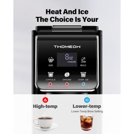 Coffee Maker Hot & Iced With Bold Setting,Single Serve Coffee Maker For K Cup And Grounds,52 Oz Removable Water Tank,6-14 Oz Brew Sizes,One Cup Kcup Coffee Machine With Reusable Filter,(Black)