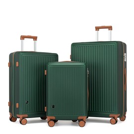 Hulsin 3 PCS Suitcase Sets, Luggage Sets with Spinner Wheels,Hard Case Luggages,Rolling Luggages with TSA Lock for Travel (Green, 3PCS Set)