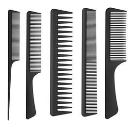 BAISDY 5pcs Hair Comb Detangling Wide Tooth Comb Carbon Fiber Comb for Women Men