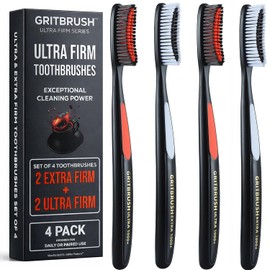Cepillos de dientes ultra firmes para adultos, cerdas extra duras, cepillo de dientes manual de limpieza profunda, juego de 4