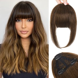 Clip in Bangs, JWLFLOWXISS Real Human Hair Bangs 3 Secure Clip on Bangs Hair Extensions Fringe with Temples Hairpieces Thick Volume Bangs for Women Daily Wear
