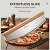12 Inch Stainless Steel Pizza Cutter Rocker Blade, Rubberwood Handle