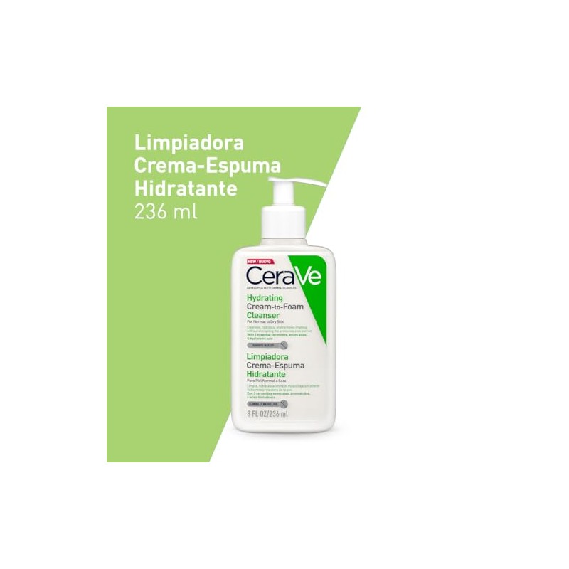 CeraVe Limpiadora Crema-Espuma Hidratante Facial Diaria para Piel Normal a