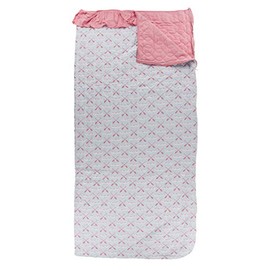 KicKee Pants Printed Ruffle Quilted Sleeping Bag for Kids, Viscose from Bamboo, Keep Warm Away from Home with a Cozy Sleepover Bag (Dew Paddles and Canoe/Strawberry - One Size)