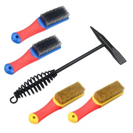 DGOL 10.6 oz 300g Spring Handle Welding Chipping Hammer with 2 pack Nylon Clean Brush and 2 packs Steel Wire Brush 5 in 1 Kit