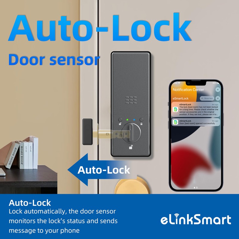 eLinkSmart Fingerprint Keyless Entry Door Lock with Door Magnetic Sensor,