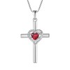 Wisbal Heart-Shaped Cross Necklace 925 Sterling Silver Cross Pendant Created